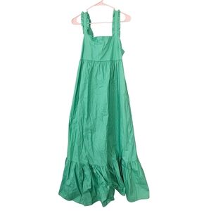 Newbury Kustom Green Ruffled Strap Maxi Dress Low Back With A Tie Size L